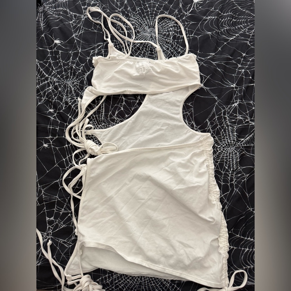 Darker Wavs Echo Cut Out Mini Dress in White